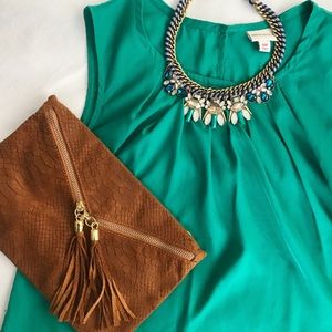 Merona Emerald Pleated Blouse